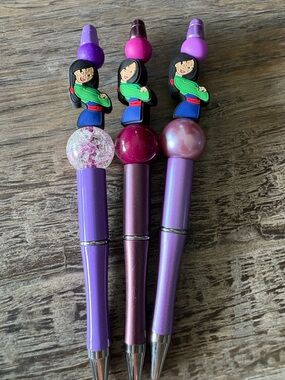 Disney Mulan Themed Silicone Bead Pens Set of 3